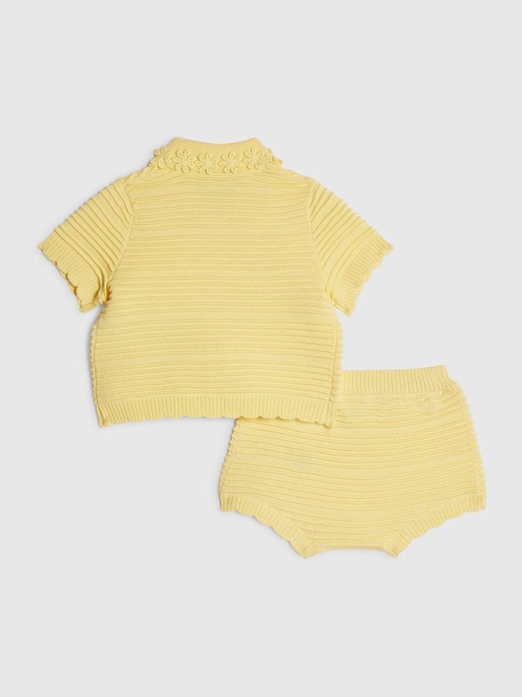 River Island Yellow Daisy Cardigan & Short Set - Image 2 of 5 River Island Yellow Daisy Cardigan & Short Set - Image 2 of 5