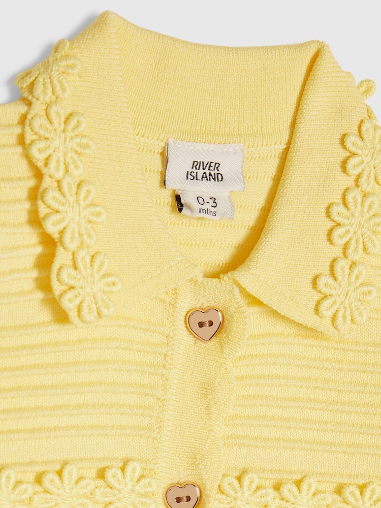 River Island Yellow Daisy Cardigan & Short Set - Image 5 of 5 River Island Yellow Daisy Cardigan & Short Set - Image 5 of 5