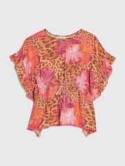 River Island Pink Floral Leopard Kaftan - Image 1 of 4