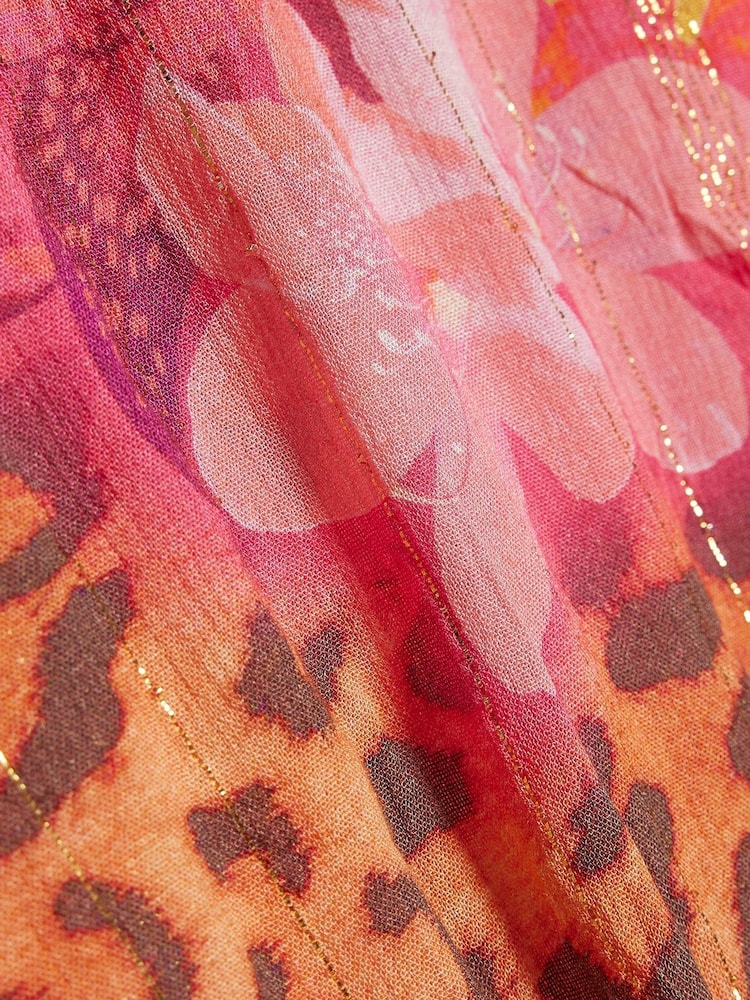 River Island Pink Floral Leopard Kaftan - Image 4 of 4 River Island Pink Floral Leopard Kaftan - Image 4 of 4