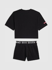 River Island Black T-Shirt & Runner Shorts Set - Image 2 of 4