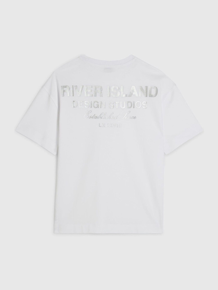River Island White River Branded Boyfriend T-Shirt - Image 2 of 4