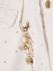 River Island White Pearl Hotfix Denim Shorts - Image 3 of 4