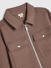 River Island Brown Scuba Harrington Jacket T-Shirt & Short 3 Piece Set - Image 4 of 4