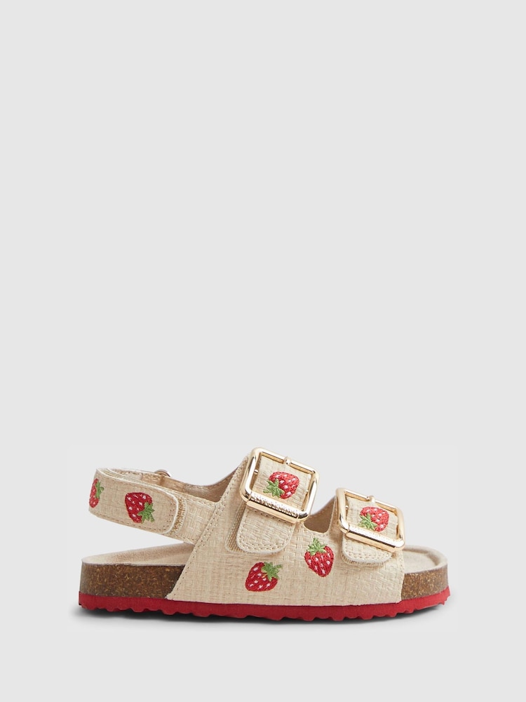 River Island Red Stawberry Woven Footbeds Sandals - Image 1 of 5