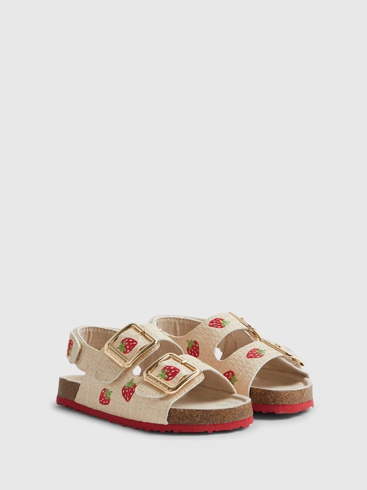 River Island Red Stawberry Woven Footbeds Sandals - Image 2 of 5