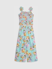 River Island Blue Cabbages & Roses Corsage Top & Trousers Set - Image 3 of 6