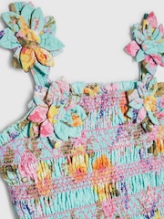 River Island Blue Cabbages & Roses Corsage Top & Trousers Set - Image 5 of 6