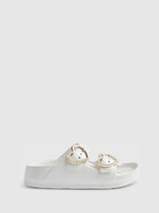 River Island Heart Buckle Sliders - Attēls 1 no 4