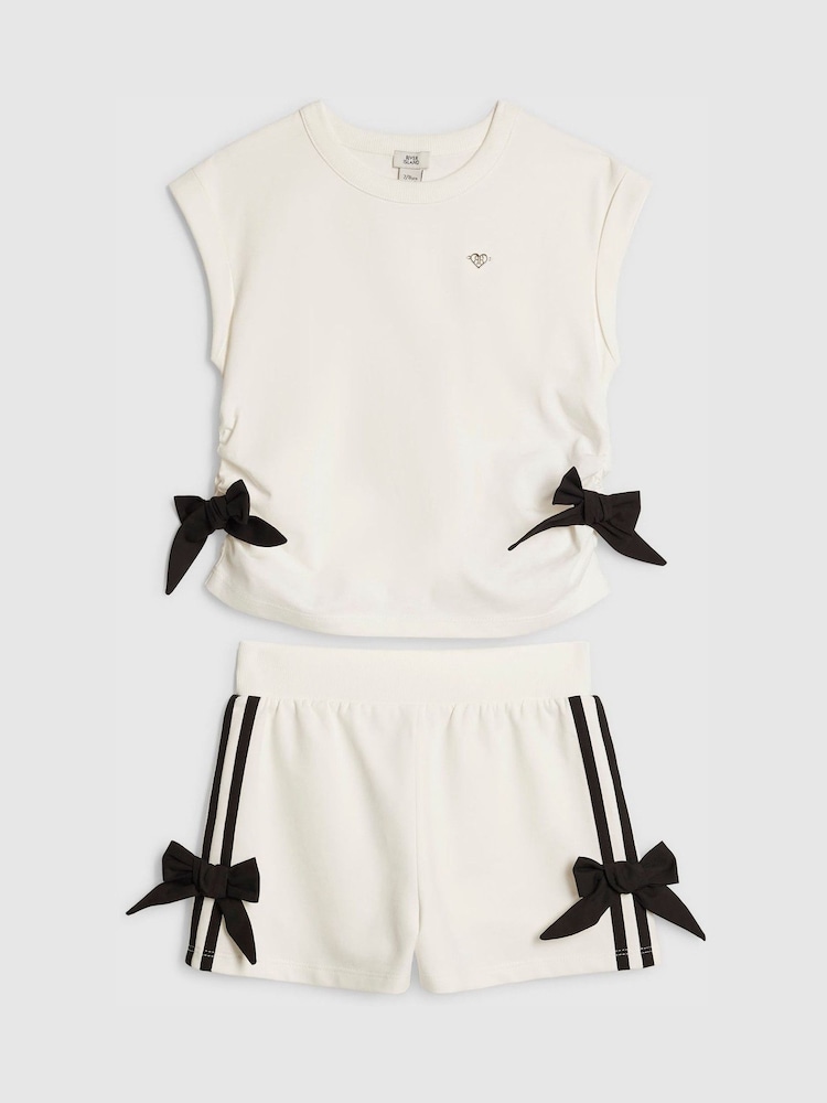 River Island White Bow Top & Shorts Set - Image 1 of 4 River Island White Bow Top & Shorts Set - Image 1 of 4