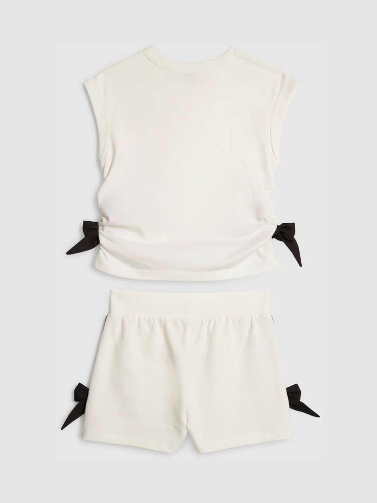 River Island White Bow Top & Shorts Set - Image 2 of 4 River Island White Bow Top & Shorts Set - Image 2 of 4