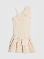 River Island Cream Asymmetric Crochet Flower Dress - Image 1 of 3