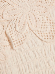 River Island Cream Asymmetric Crochet Flower Dress - Image 3 of 3