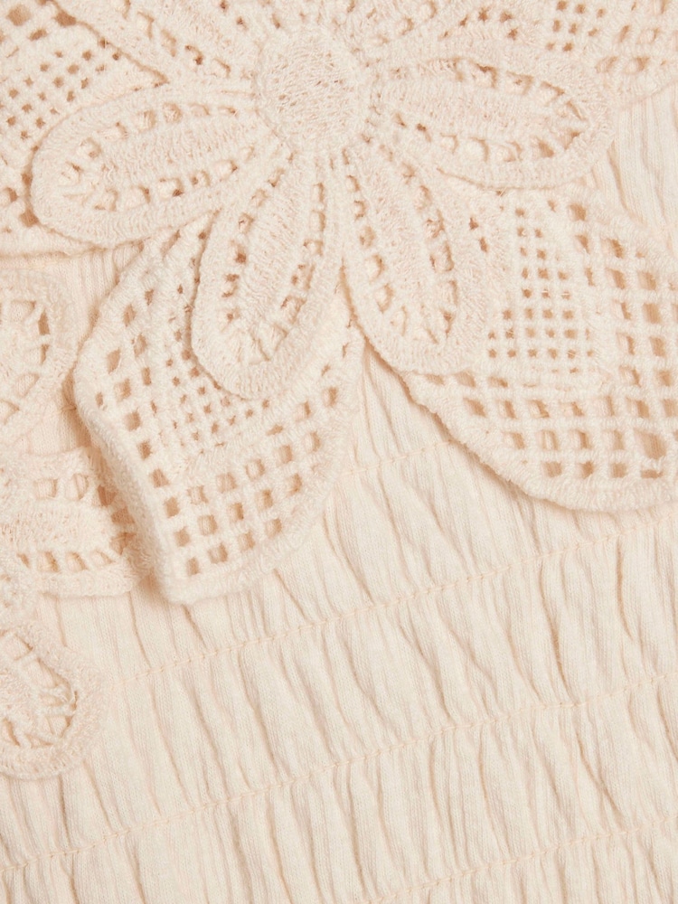 River Island Cream Asymmetric Crochet Flower Dress - Image 3 of 3