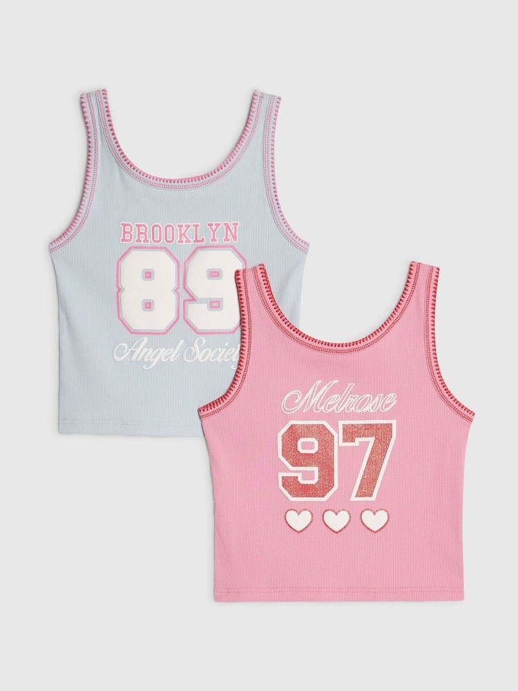 River Island Number Tanks 2 Pack - Imagen 1 de 4
