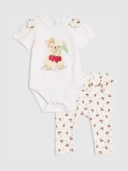 River Island White Cutie Cherry Bodysuit & Leggings Set - Image 1 of 5