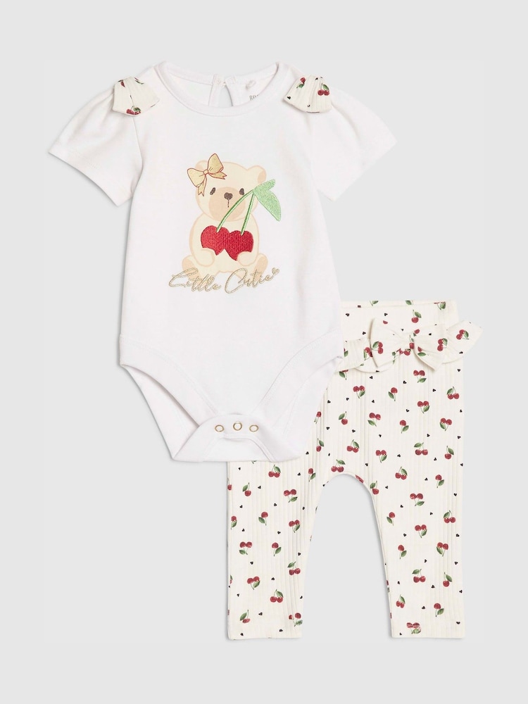 River Island White Cutie Cherry Bodysuit & Leggings Set - Image 1 of 5 River Island White Cutie Cherry Bodysuit & Leggings Set - Image 1 of 5
