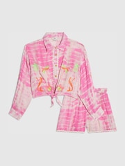 River Island Pink Tie Dye Shirt & Short  Set - Image 1 of 5