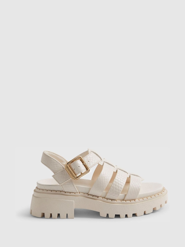 River Island Cream Gladiator Heeled Sandals - Image 1 of 5 River Island Cream Gladiator Heeled Sandals - Image 1 of 5