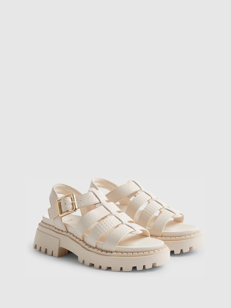 River Island Cream Gladiator Heeled Sandals - Image 2 of 5 River Island Cream Gladiator Heeled Sandals - Image 2 of 5