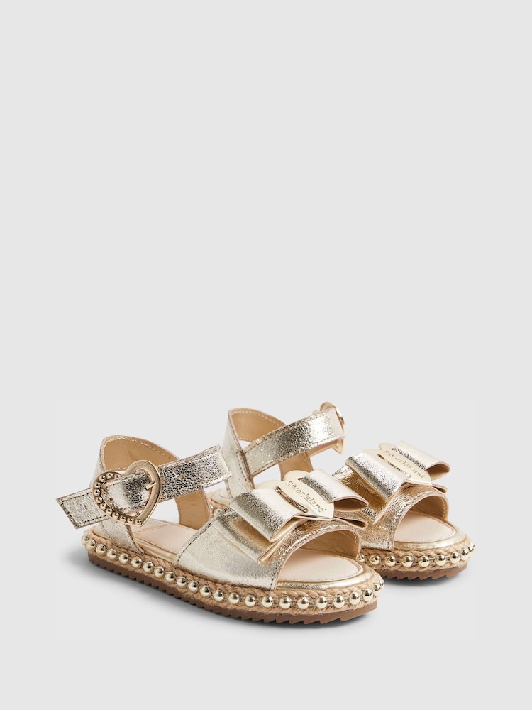River Island Gold Metallic Bow Espadrille Sandals - Image 2 of 5 River Island Gold Metallic Bow Espadrille Sandals - Image 2 of 5