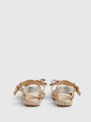 River Island Gold Metallic Bow Espadrille Sandals - Image 3 of 5