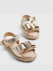 River Island Gold Metallic Bow Espadrille Sandals - Image 4 of 5