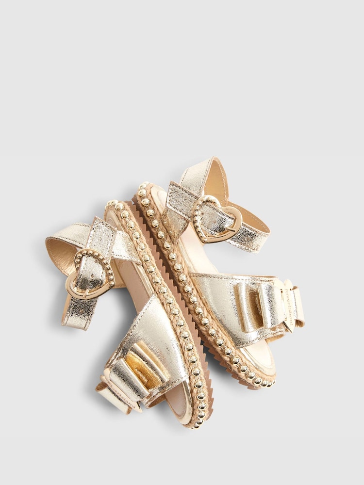 River Island Gold Metallic Bow Espadrille Sandals - Image 5 of 5 River Island Gold Metallic Bow Espadrille Sandals - Image 5 of 5