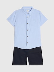 River Island Blue Short Sleeve Shirt & Chino Shorts Set - Image 3 of 5