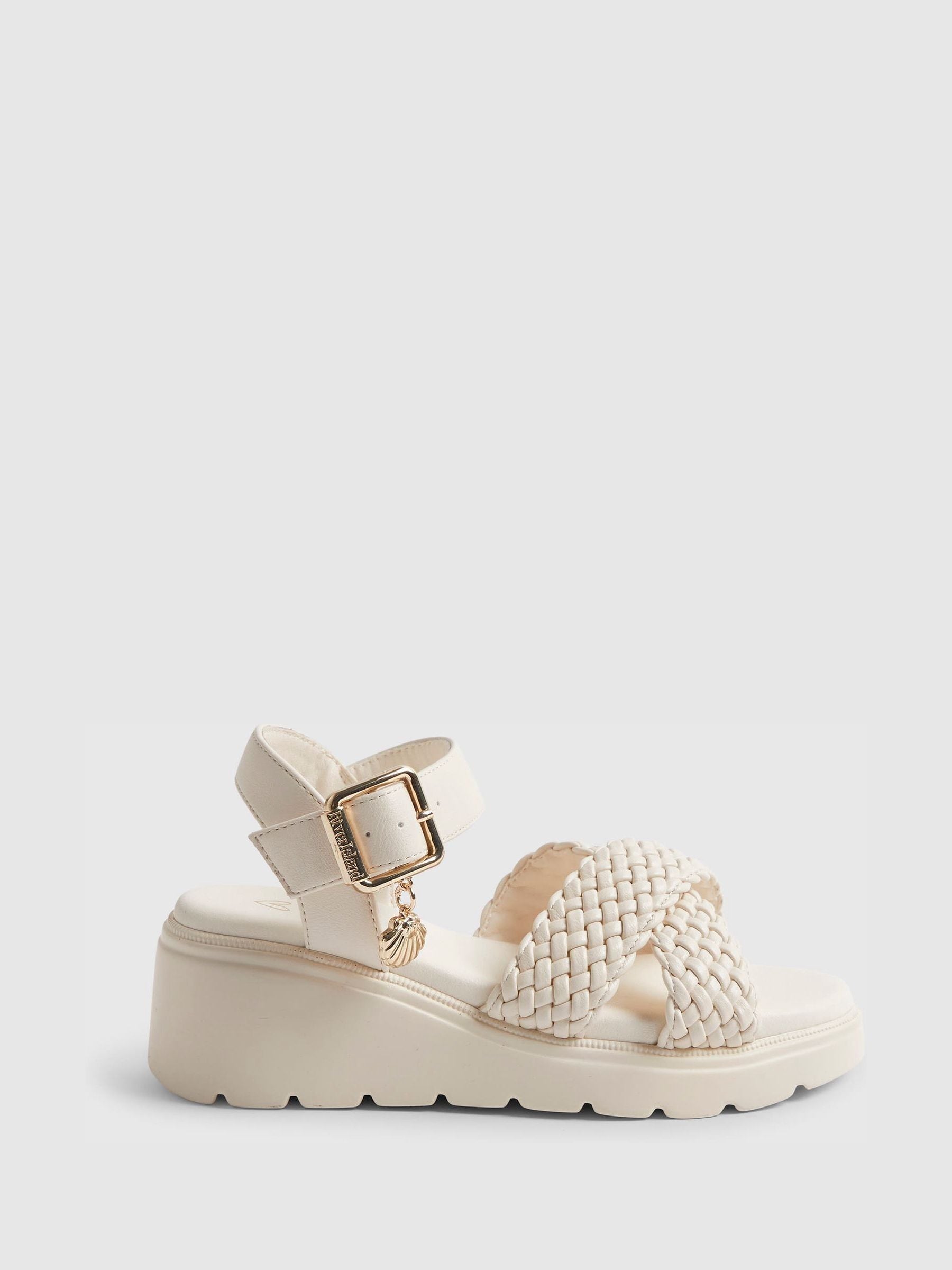 Next：日本 River Island 編み込み ウェッジヒール サンダル from Next