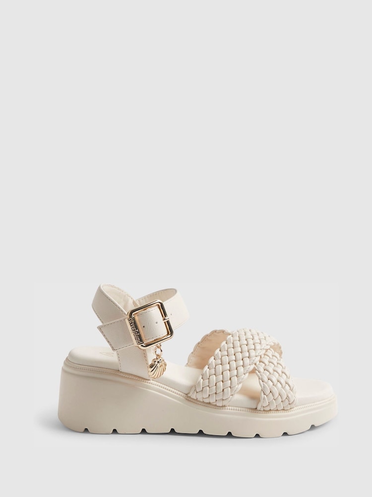 River Island Brown Plait Wedge Heeled Sandals - Image 1 of 5