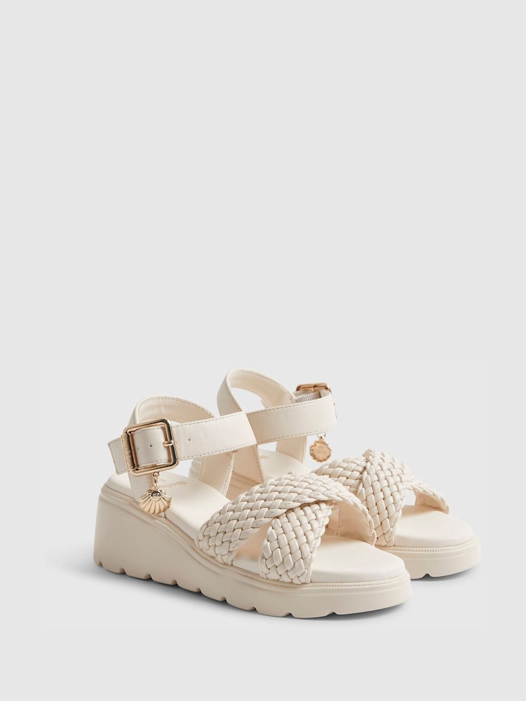River Island Brown Plait Wedge Heeled Sandals - Image 2 of 5