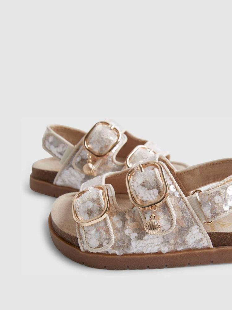 River Island Brown Sequin Footbed Sandals - Image 4 of 4