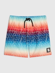 River Island Blue Ombre Monogram Swim Shorts - Image 1 of 4