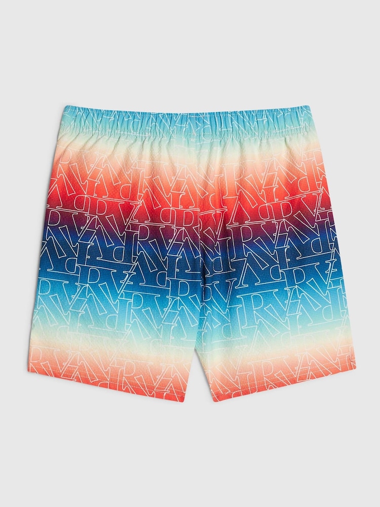 River Island Blue Ombre Monogram Swim Shorts - Image 2 of 4 River Island Blue Ombre Monogram Swim Shorts - Image 2 of 4