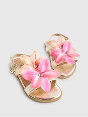 River Island Gold Flower Metallic Sandals - Image 4 of 5