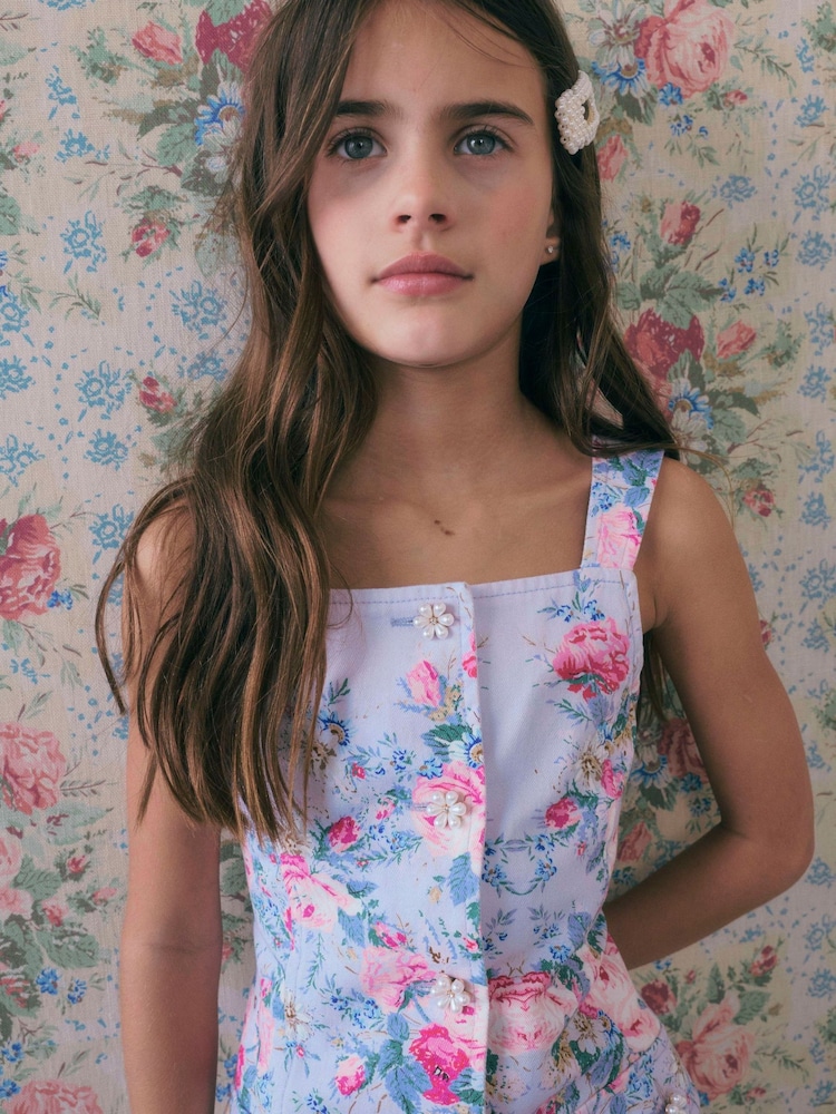 River Island Purple Cabbages & Roses Waistcoat & Skirt Set - Image 2 of 6