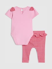 River Island Pink Frill Bodysuit & Gingham Leggings Set - Image 2 of 4