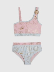 River Island Pink Foil Shell Asymetric Bikini - Image 1 of 4