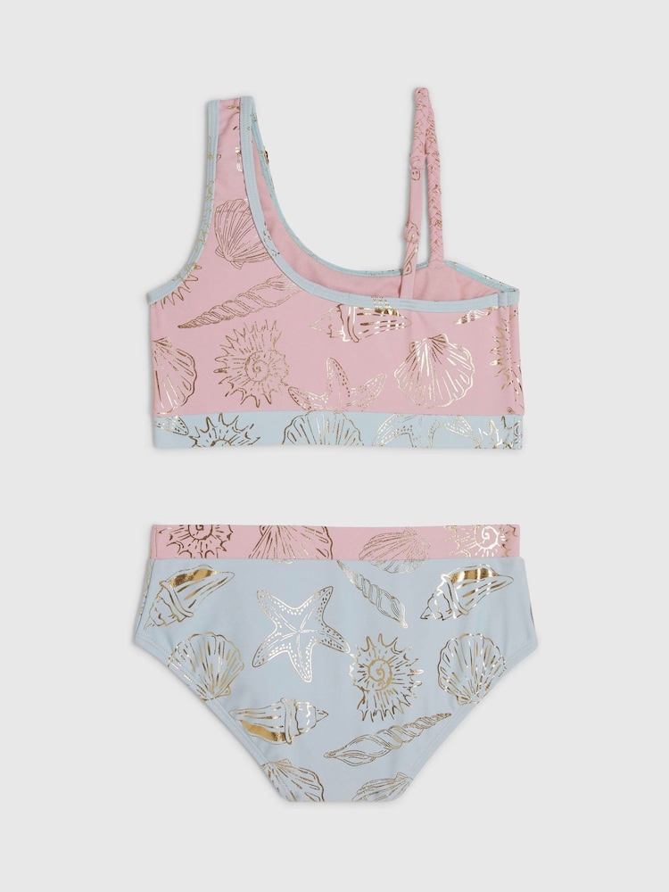 River Island Pink Foil Shell Asymetric Bikini - Image 2 of 4 River Island Pink Foil Shell Asymetric Bikini - Image 2 of 4