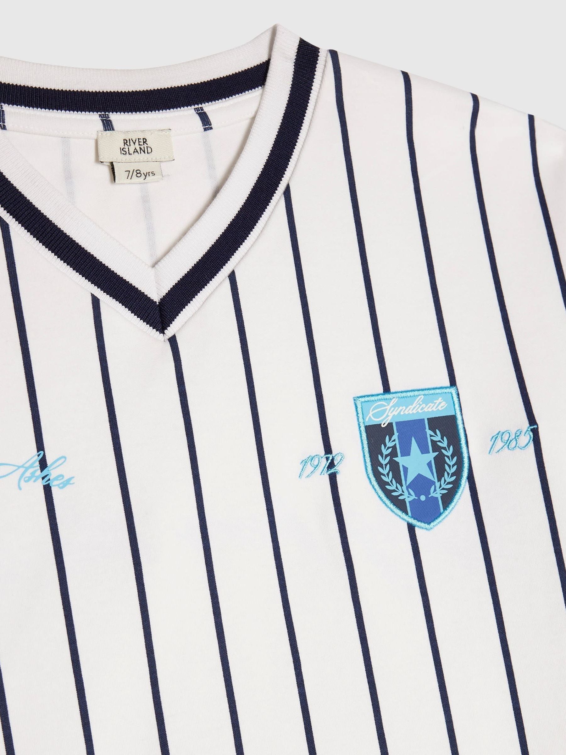Buy River Island White Oversized Baseball Stripe Top and Short Set