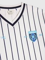 River Island White Oversized Baseball Stripe Top and Short Set - Image 4 of 5