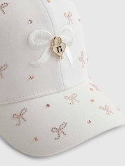 River Island Cream Diamante Bow Cap - Image 3 of 4