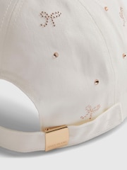 River Island Cream Diamante Bow Cap - Image 4 of 4