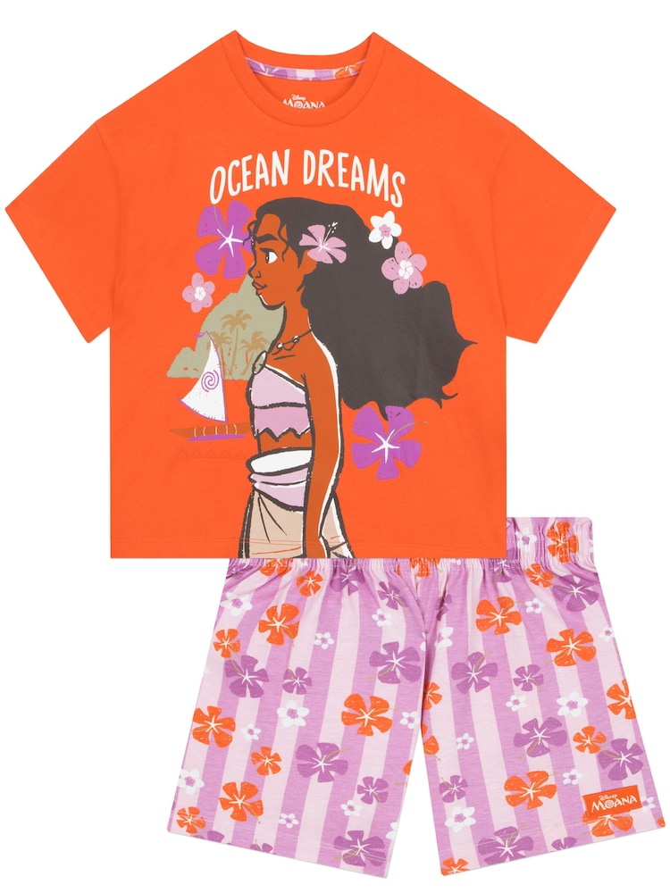 Character Orange Disney Moana Short Pyjamas - Image 1 of 10 Character Orange Disney Moana Short Pyjamas - Image 1 of 10