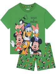 Character Green Disney Mickey Mouse And Friends Short Pyjamas - Image 1 of 10