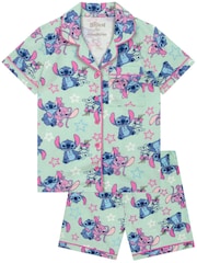 Character Green Disney Lilo & Stitch Short Button Up Pyjamas - Image 1 of 11