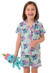 Character Green Disney Lilo & Stitch Short Button Up Pyjamas - Image 7 of 11