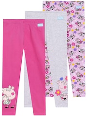 Character Pink Peppa Pig Leggings 3 Pack - Image 1 of 9