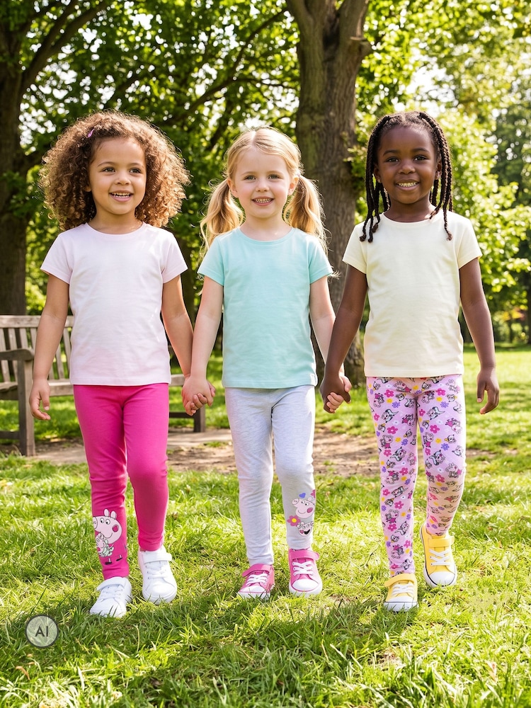 Character Pink Peppa Pig Leggings 3 Pack - Image 2 of 9 Character Pink Peppa Pig Leggings 3 Pack - Image 2 of 9